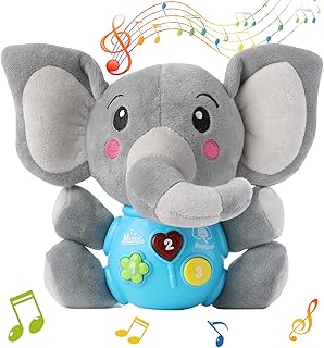 Jouets pour bébé éléphant en peluche - Jouets musicaux pour bébé de 0 à 36 mois - Jouets en peluche lumineux pour bébés, garçons, filles et jeunes enfants Cadeaux pour bébés de 1 à 6 ans, garçons et filles