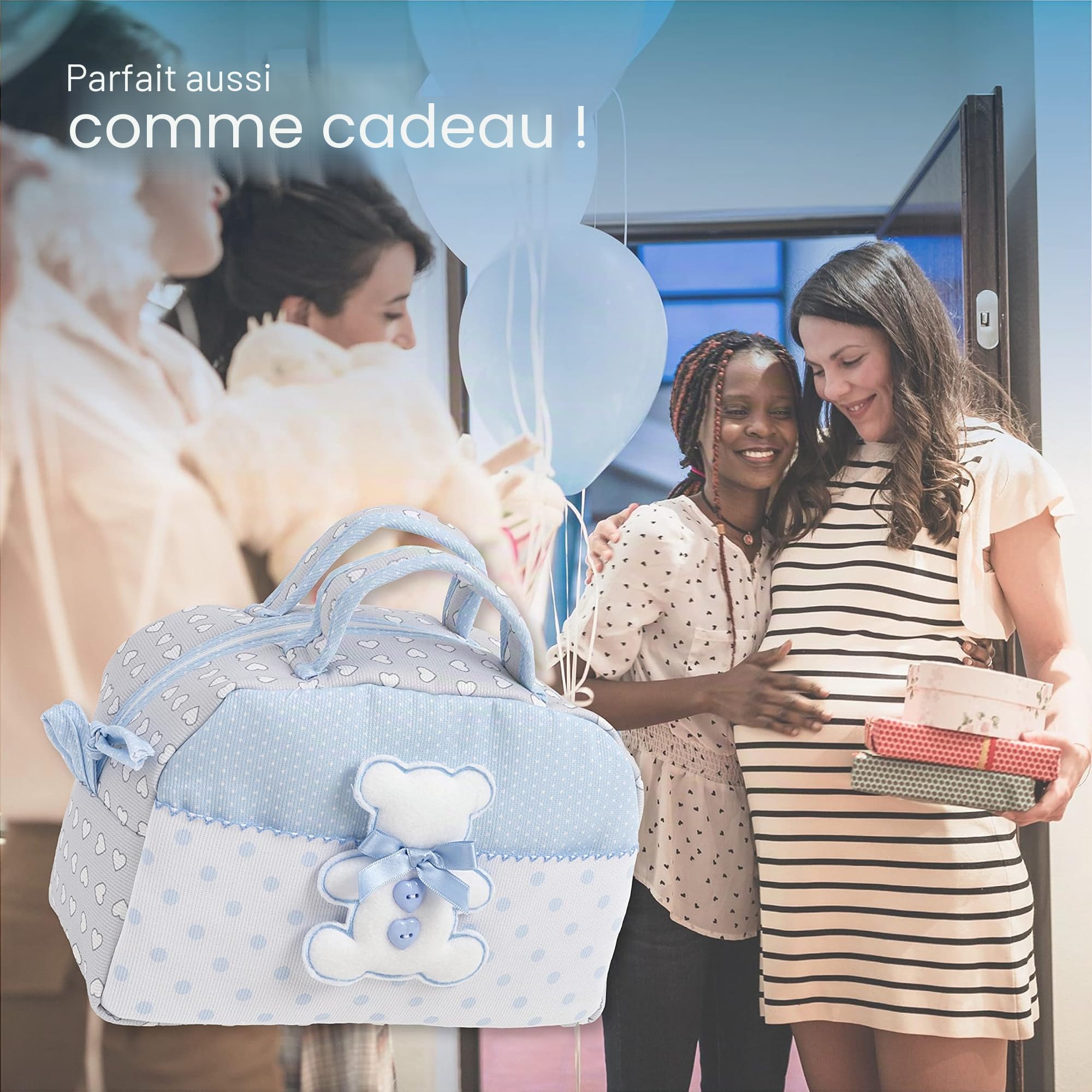 FILET - Beauty Case avec Poignées et Fermeture Éclair, avec Broderie en Forme d’Ourson, en Coton Rembourré, Idéal pour Les Produits pour l’Entretien du Bébé, 100% Made in Italy
