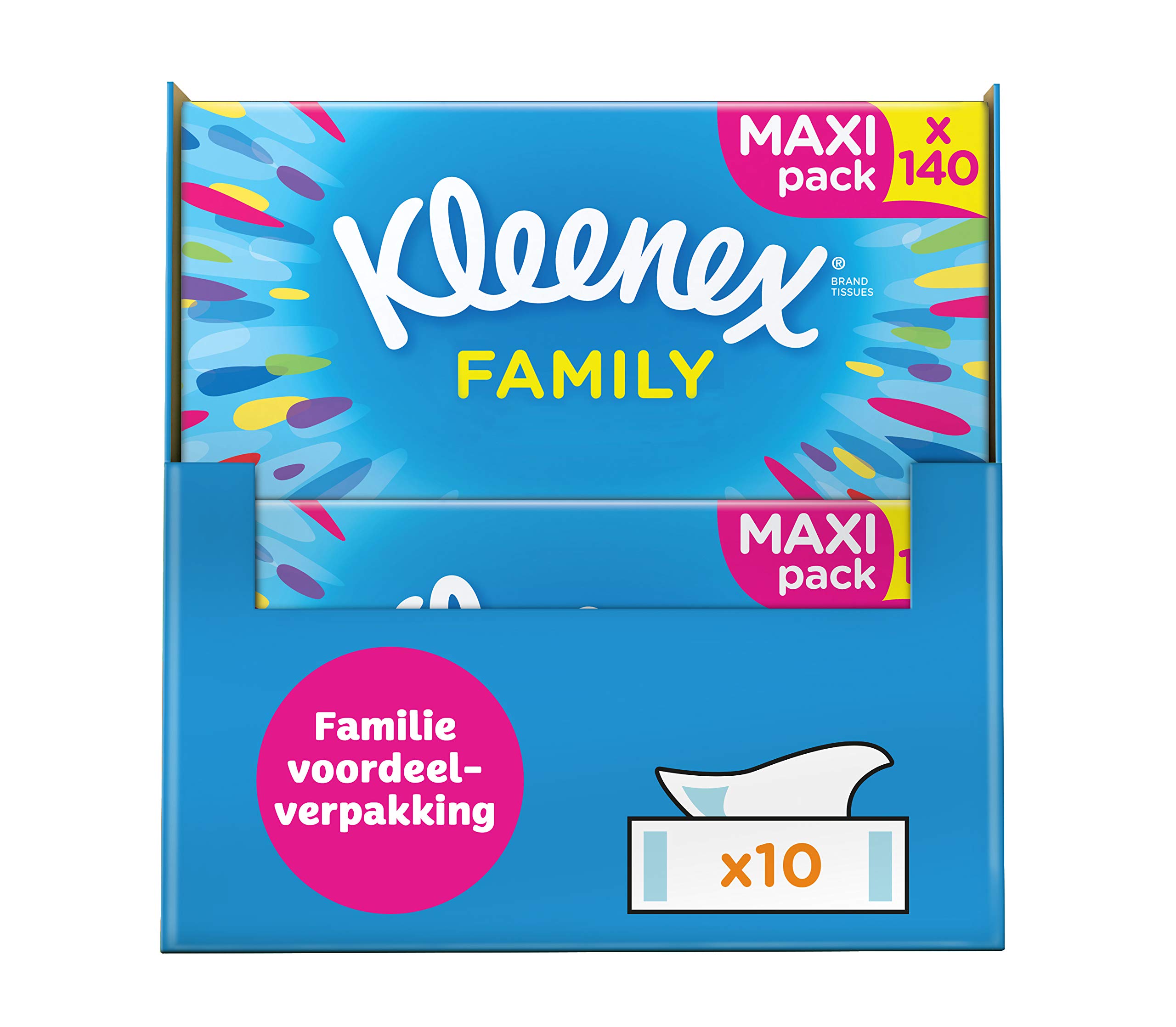 Tessuti Kleenex Family - 1400 fazzoletti - 10 x 140 pezzi - Confezione regalo
