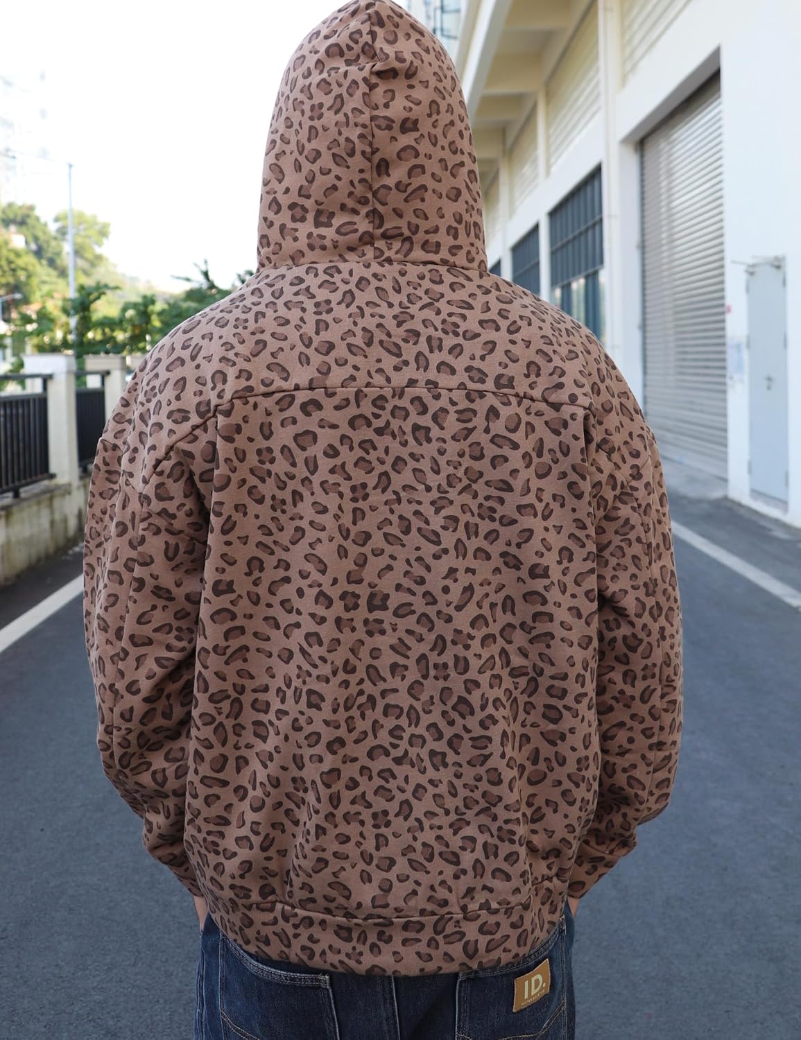 Y2K Leopard Print Hoodies Oversized Cheetah Sweatshirts Vintage Casual Long Sleeve Pullover With Pockets