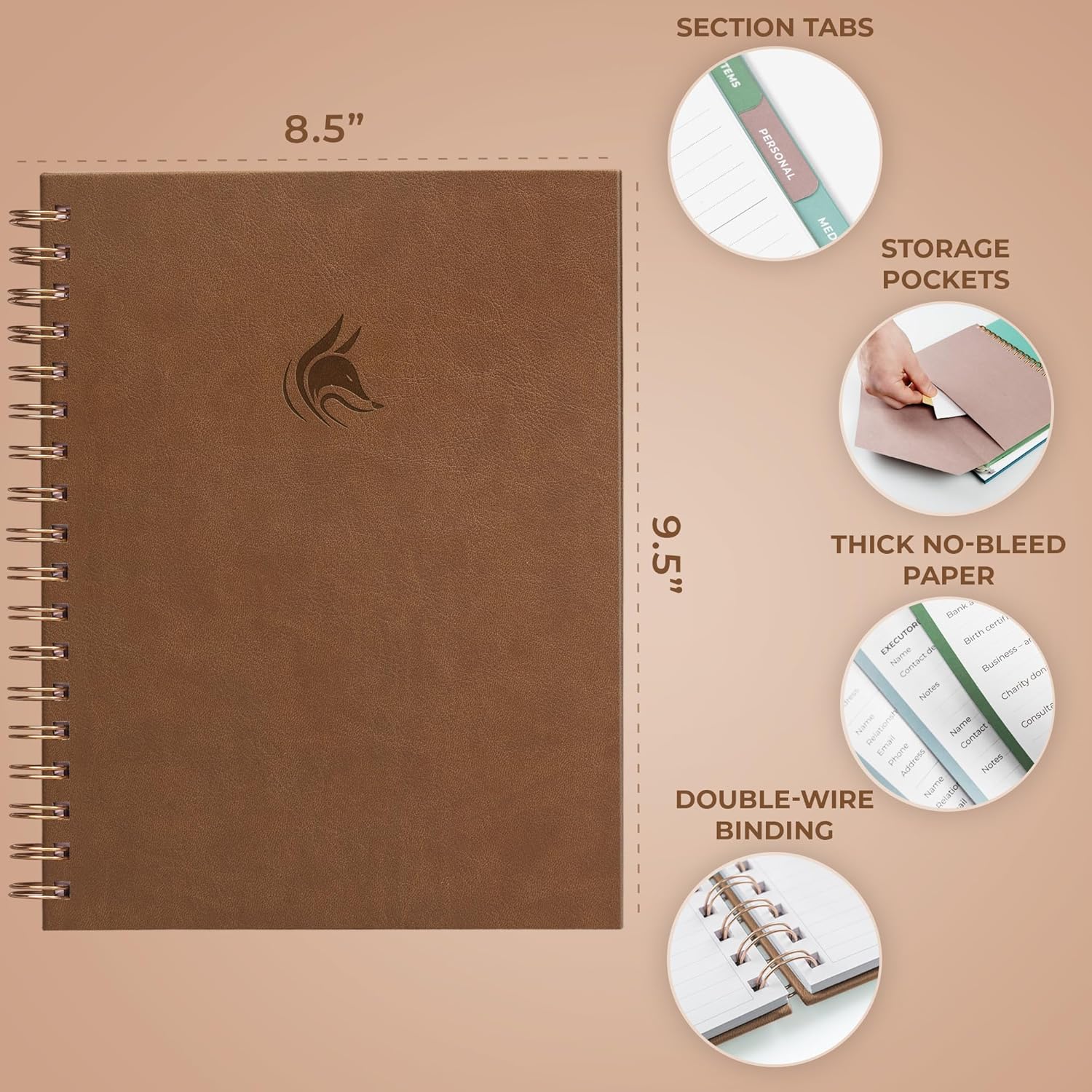 Clever Fox When I Die Planner With Pockets for Documents – End-of-Life Organizer Binder for Important Personal Info & Final Wishes (Brown)