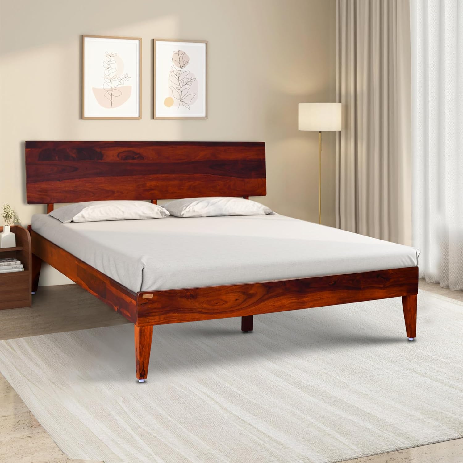 GR FURNITURE Queen Size Bed,Sheesham Wood Bed Without Storage, Solid