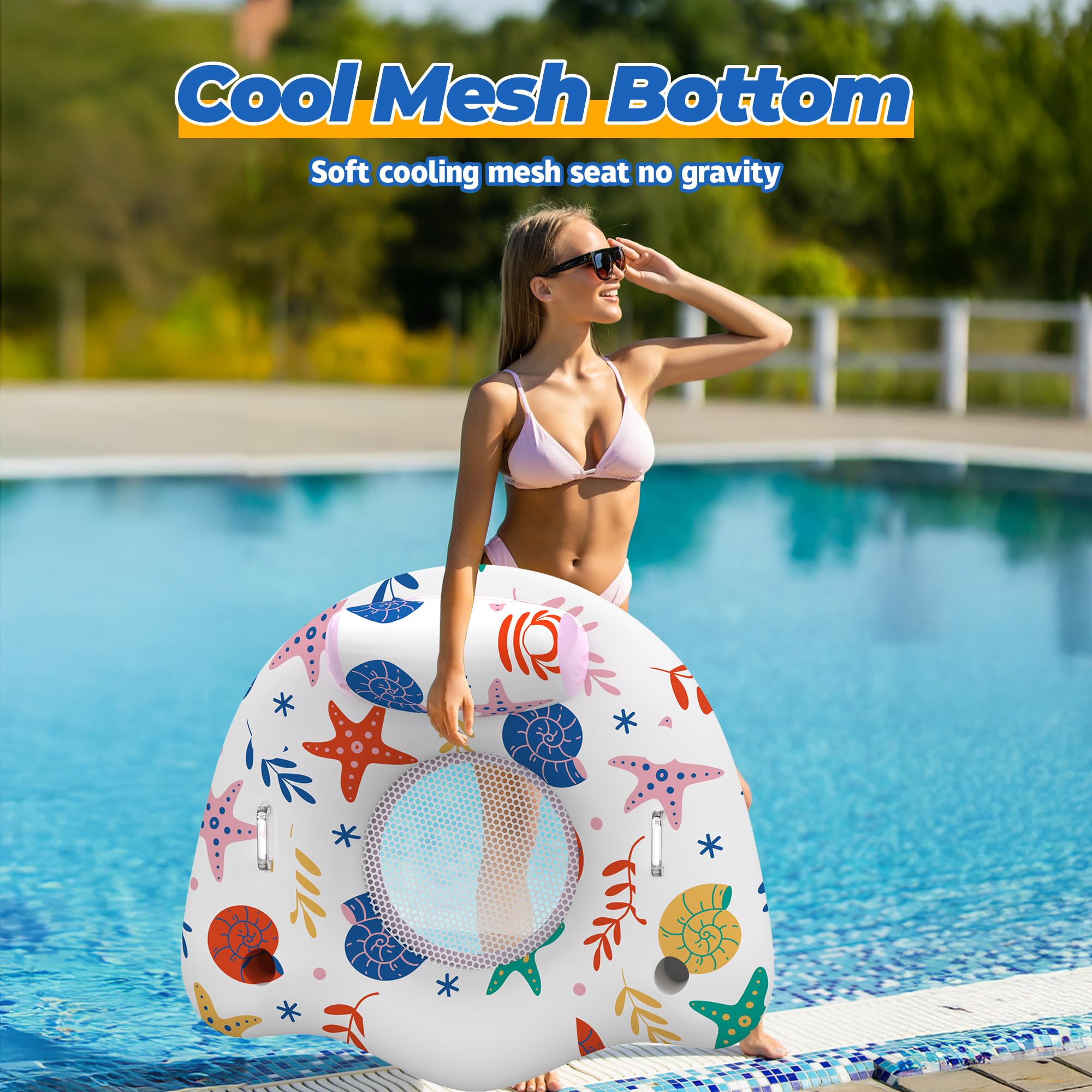 CACSPS Sillas flotadoras de piscina para adultos, (rosa, 2 paquetes)