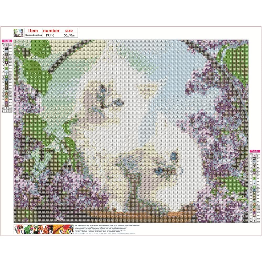 Diamante quadrato 50x40cm pittura con diamanti quadrati gatti e amici 5D fai da te bambini dipingere con i numeri adulti square diamond painting accessori fiori per il bagno la decorazione da parete