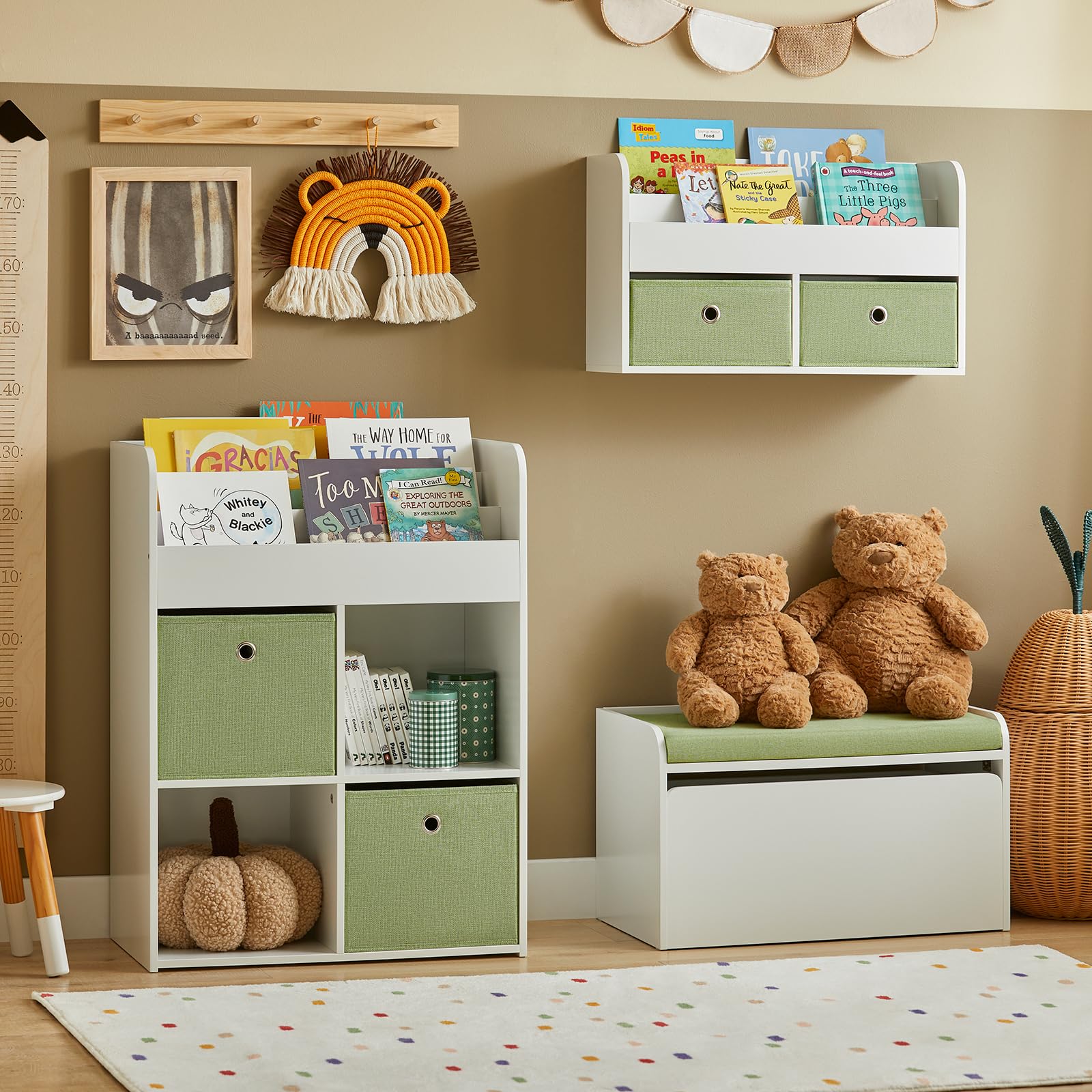 SoBuy Cassapanca portagiochi per bambini Scatola portaoggetti Scarpiera con sedile Bianco 60x34x35cm KMB80-W
