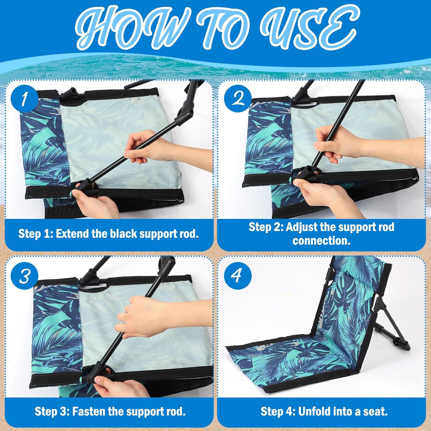 2 Pcs Foldable Poolside Chairs Portable Beach Chair ​Folding Poolside Chairs for Edge of Pool Provide Back Support with Carry Bag for Adults Traveling Picnic Camping Lawn Accessories