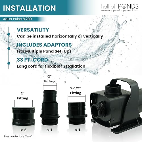 Vista 134 de HALF OFF PONDS Aqua Pulse Series - Bombas sumergibles de tracción híbrida de 550 gal/hr a 12,500 gal/hr Cable de 33 pies