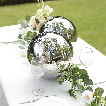 Balsa Circle 16 in Silver Stainless Steel Globe Gazing Reflective Mirror Balls Outdoor Garden Decor Centerpieces Wedding Party Events Reception Home Decorations Modern Ornaments Landscaping Accents