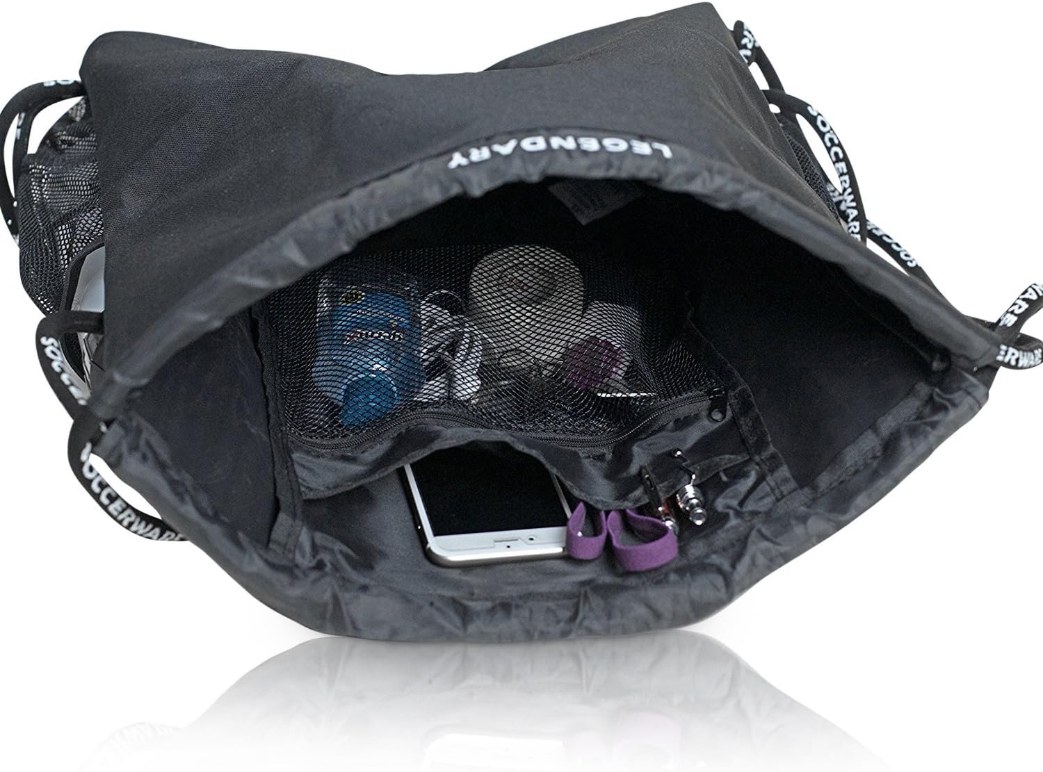 Soccerware Legendary Drawstring Gym Bag - Waterproof | For Sports & Workout Gear | XL Capacity | Heavy-Duty Sackpack Backpack - Image 5