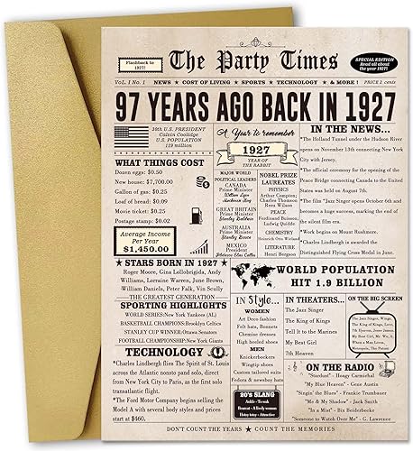 Miniatura 1 de Zyulin Tarjeta de cumpleaños 97, divertidos regalos de cumpleaños 97 para mujeres y hombres, decoraciones únicas de cumpleaños de 97 años, regalos