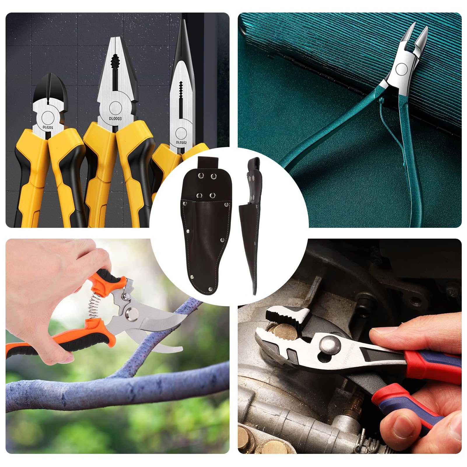 Funda Tijeras Podar, Pruner Holster, Funda de Cinturón para Cuchillo o Tijeras de Podar, Funda de Cuero Portátil Reforzada con Remaches, Ideal para Jardinería y Actividades al Aire Libre