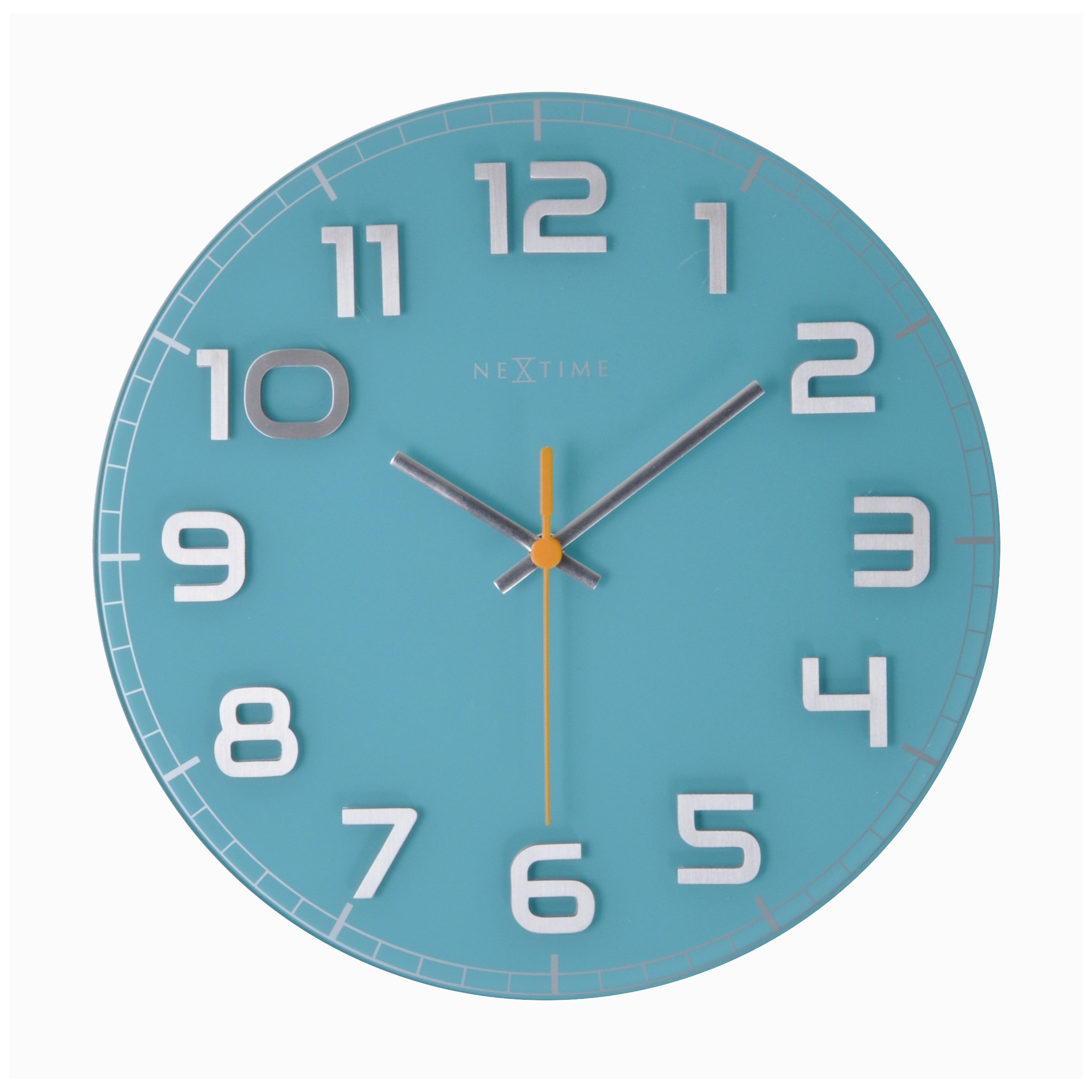 NeXtime wall clock "CLASSY ROUND", very silent, round, made of glass, turquoise-green, ø 30 cm