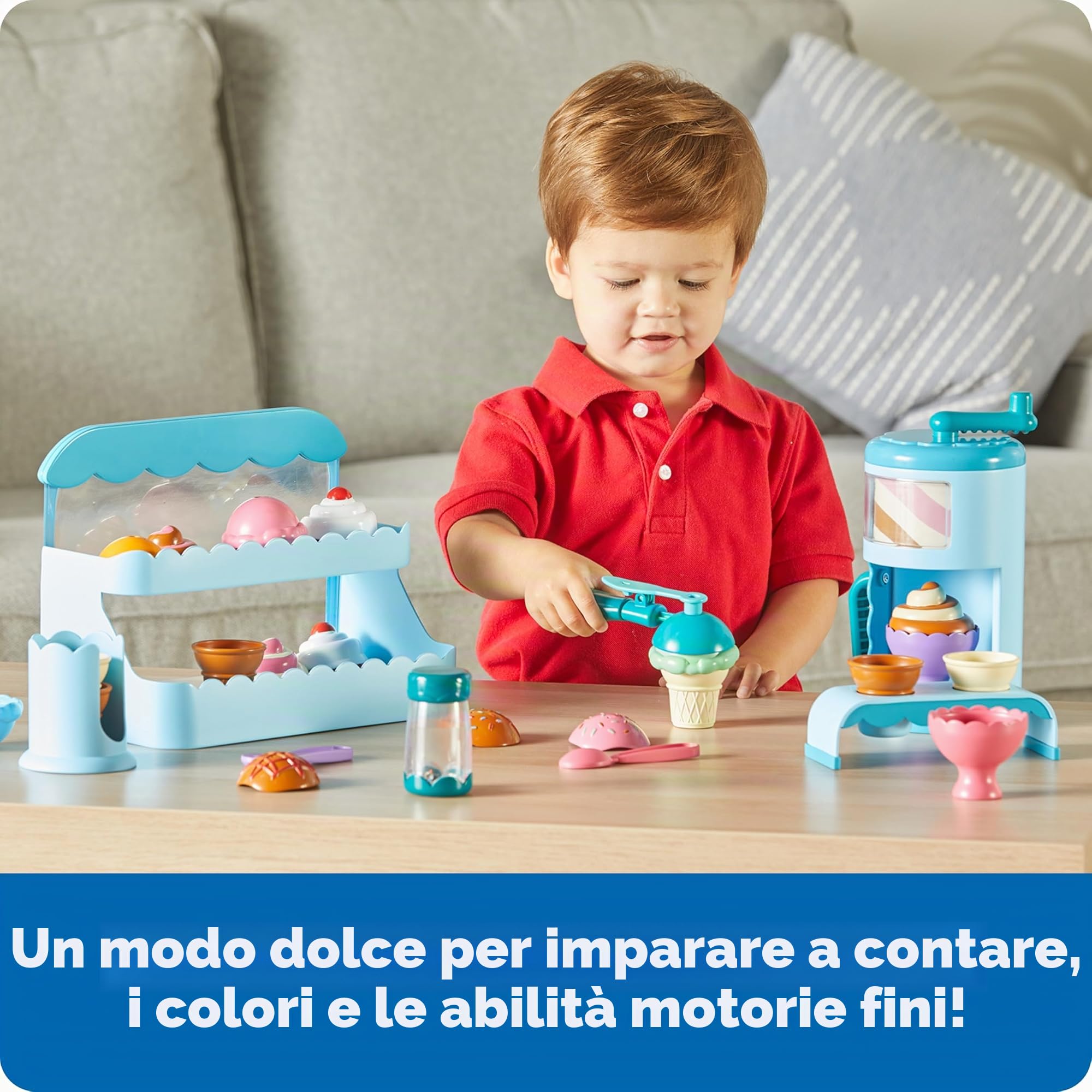 Learning Resources Swirly Scoops Ice Cream Shoppe LER9278, da 2 Anni, Gioco del Gelato, Motricità Fine, con Macchina e Topping