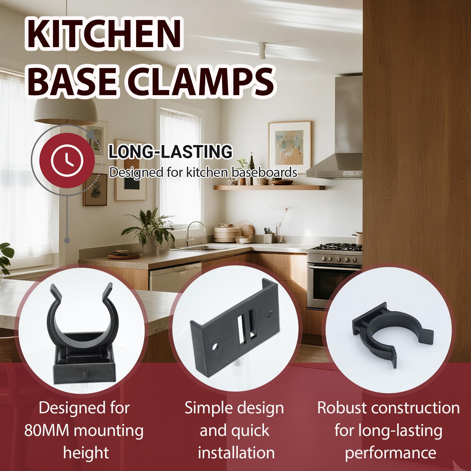 XIYING 25 Pcs Kitchen Plinth Clips, Kickboard Clips, Kitchen-Plinth Leg Clip with 50 Screws for Secure Kickboard Installation - Image 3