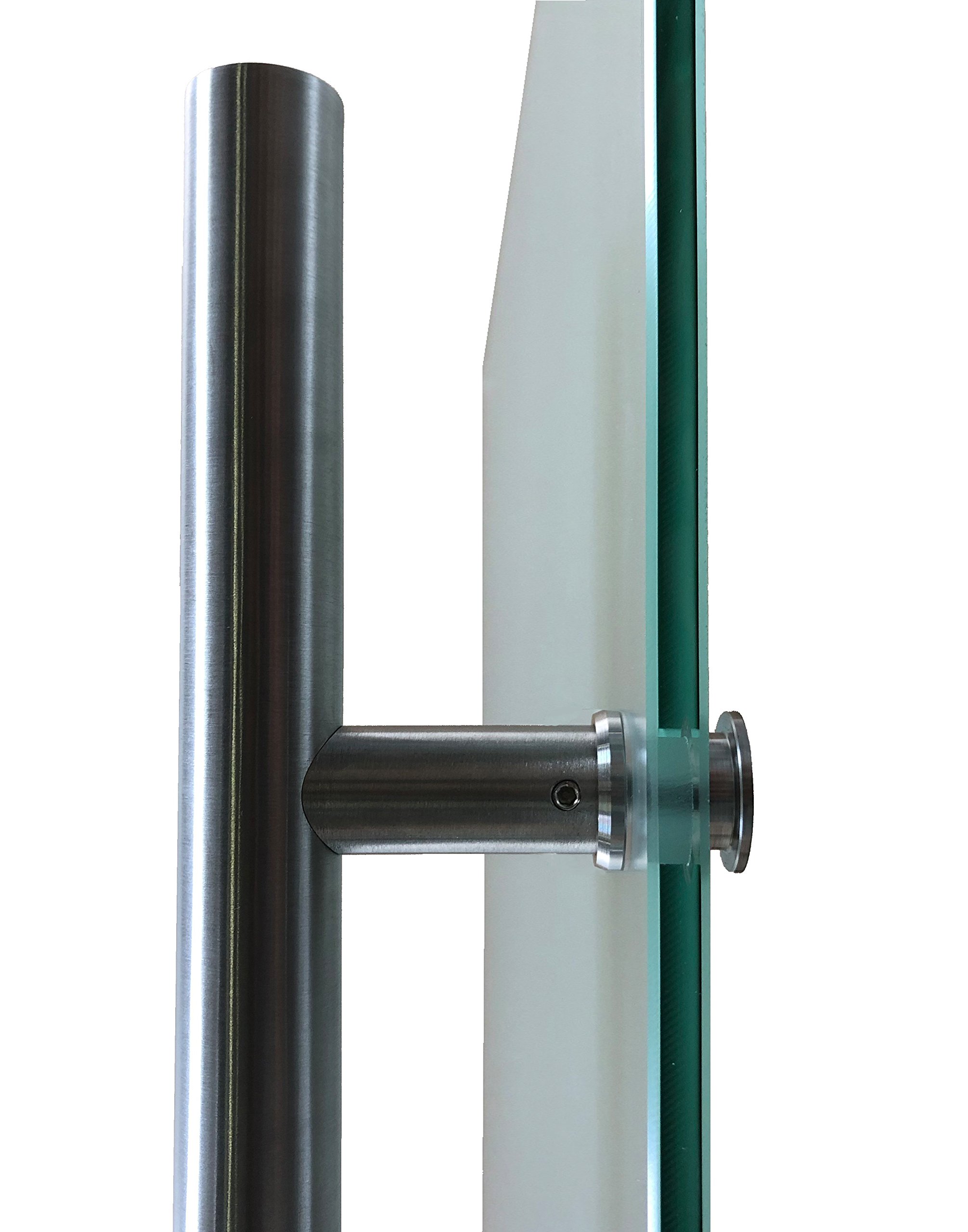 M6-900-420EGE Wandseitig flach (900x2050, Soft-Stop Slimline Alu-Schinensystem mit Griffstange(zylindrisch) 420mm Einseitig wandseitig flach)
