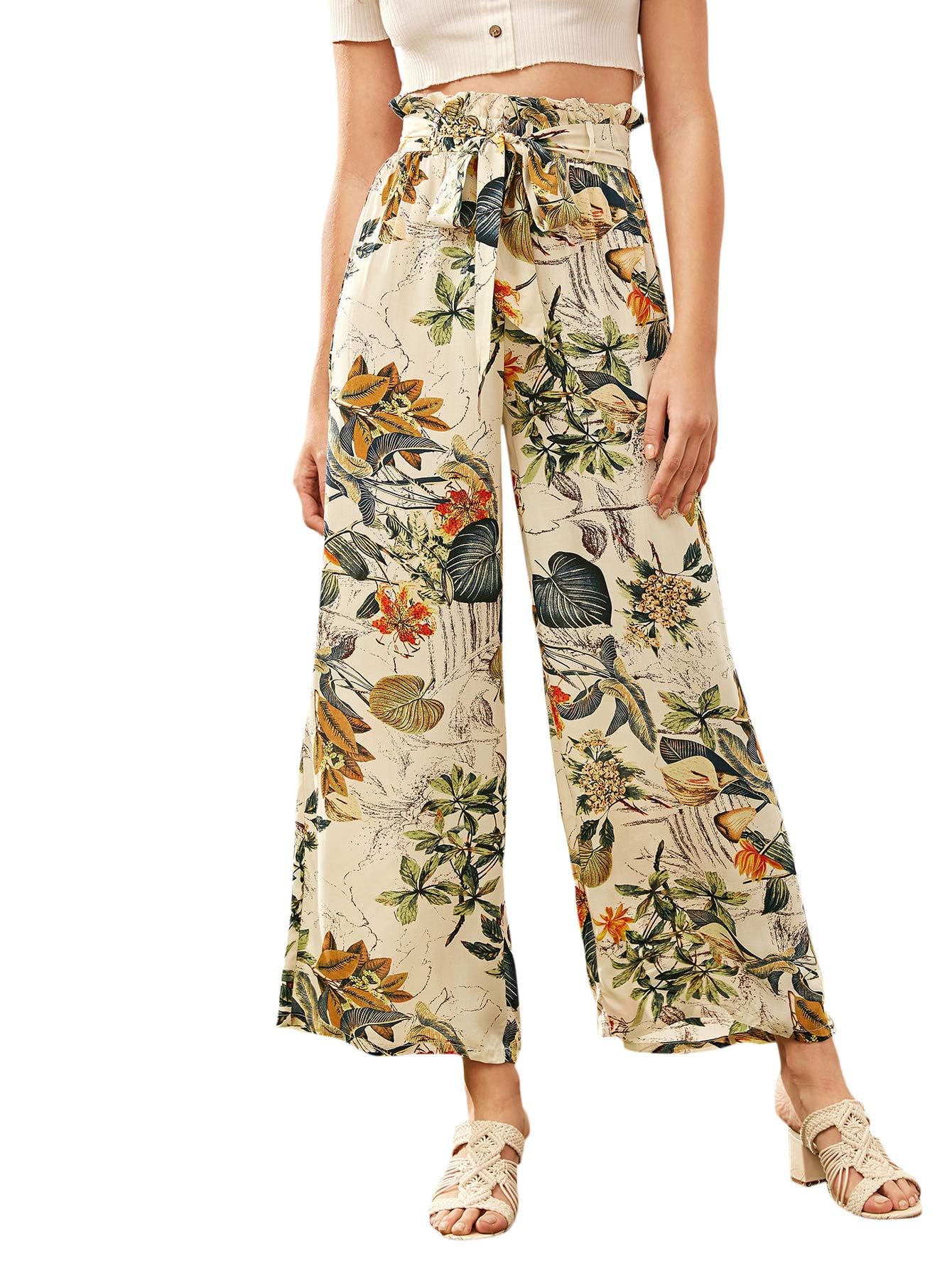 【美品】H BEAUTY&YOUTH TROPICAL FLARE PANTS Daisy Del Sol High Waist Gypsy Comfy Yoga Ethnic Tribal