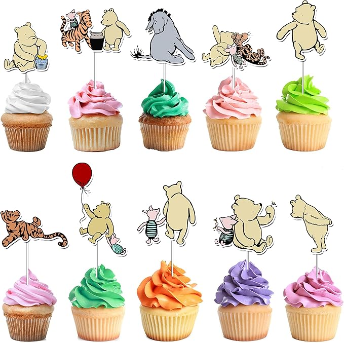 10 Pcs Cute Winnie Pooh Cupcake Toppers. Winnie Pooh Party