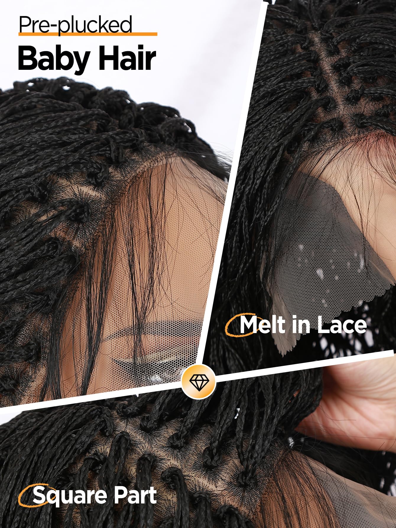 Amazon.com : FANCEE Curly Braids Bob Wig Double Full Lace  display picture 2