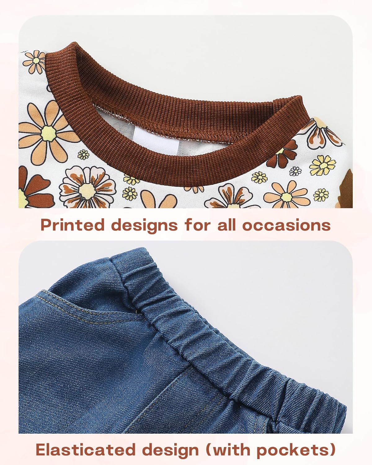 Mikrdoo Baby Toddler Girl Clothes Long Sleeve Ruffle Shirts Top Denim Bell Bottom Outfits Fall Winter Kids Clothing Sets - Image 6