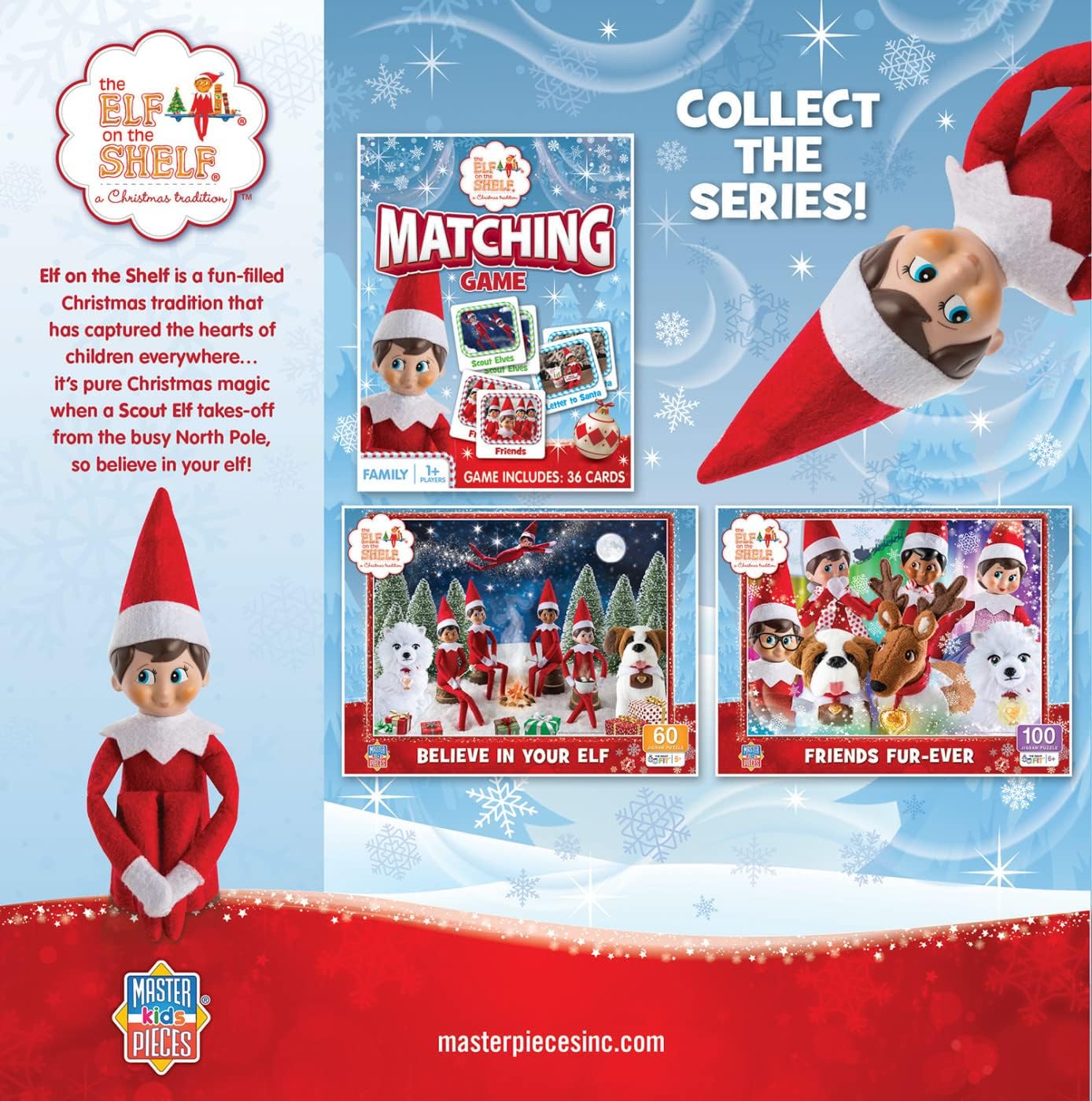 MasterPieces Puzzle Set - 4-Pack 100 Piece Jigsaw Puzzle for Kids - Elf on the Shelf 4-Pack - 8"x10"