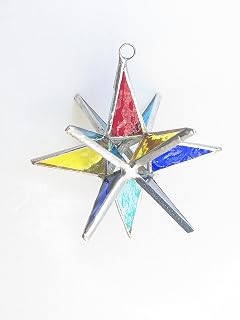 Rainbow Moravian Star Stained Glass Colorful Window Hanging Decorations Home Decor Gift Ornaments Charm - Collectible Glass - Souvenir, Valentine's Day Gift - Unique Window Decor