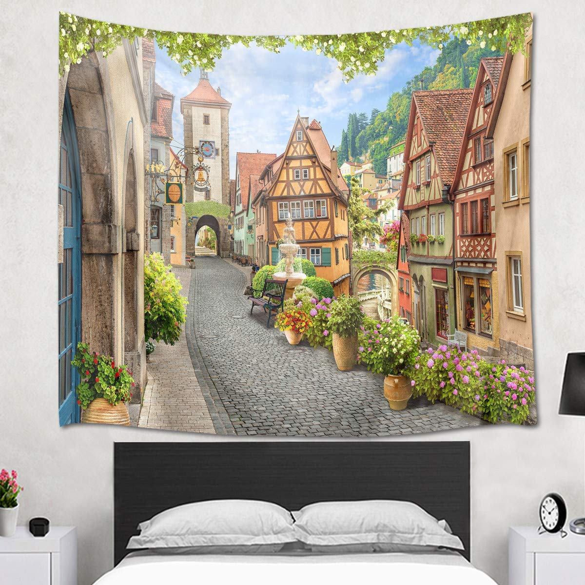 Amazon.co.jp: LB 風景画タペストリー ヨーロッパの街並み おしゃれ