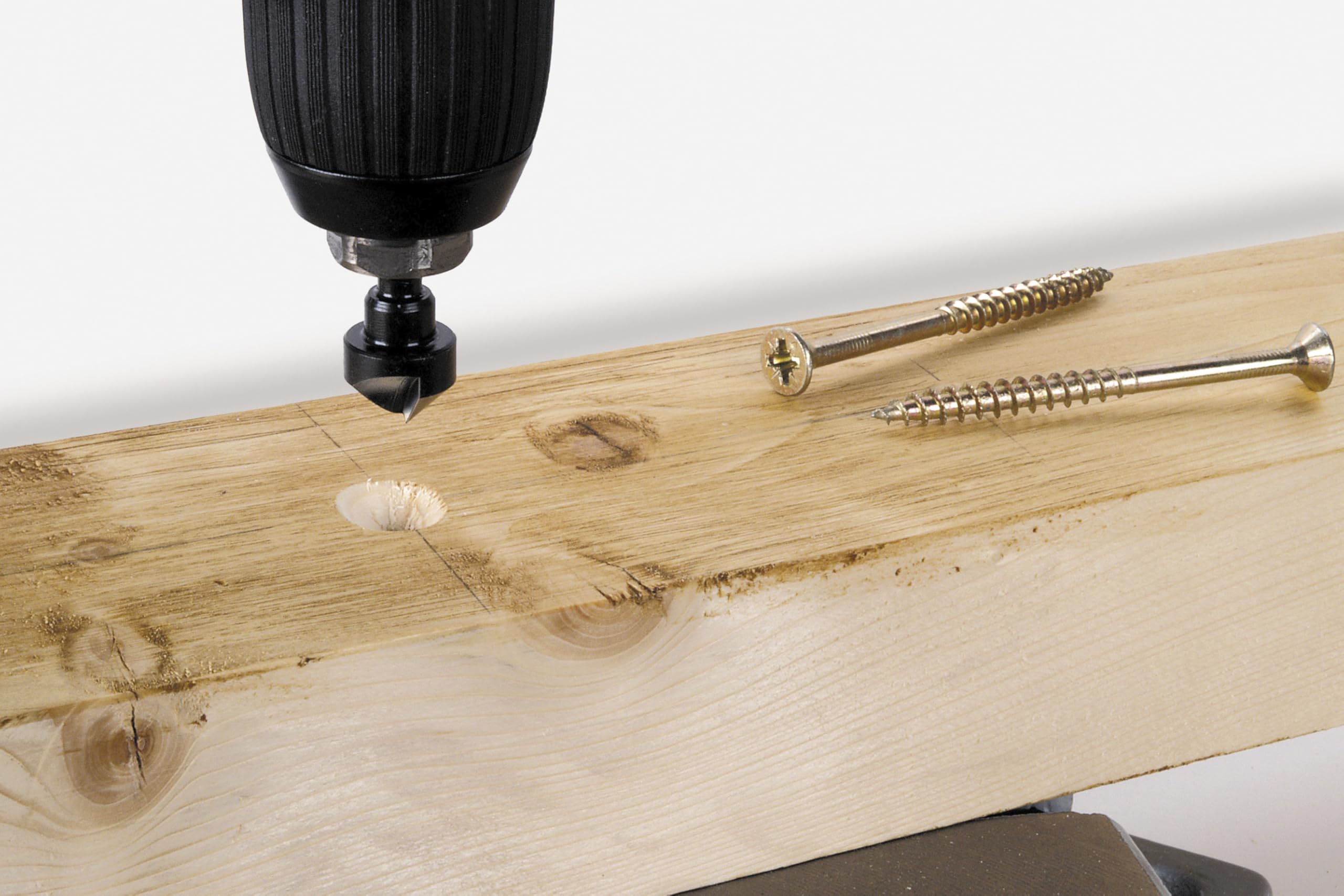 wolfcraft Set di svasatori conici, Ø 12-19 mm, codolo esagonale, 3 pz. I 2584000 I Per la svasatura di fori per perforazioni a filo in legno, metallo non ferroso e plastica
