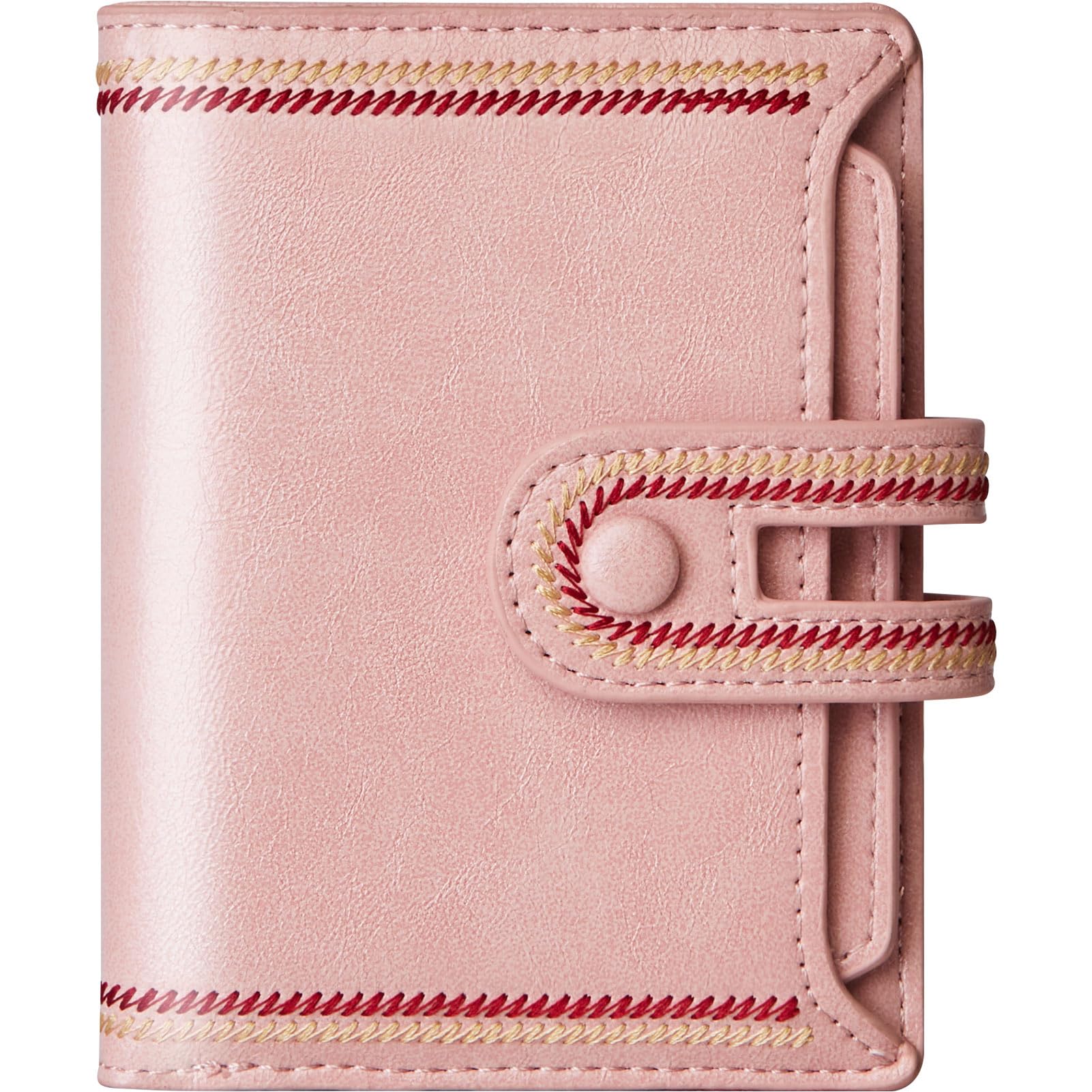 TFKGS Small Wallet for Women Vegan Leather RFID Blocking Bifold Compact Credit Card Holder with Zipper Coin Pocket Pink