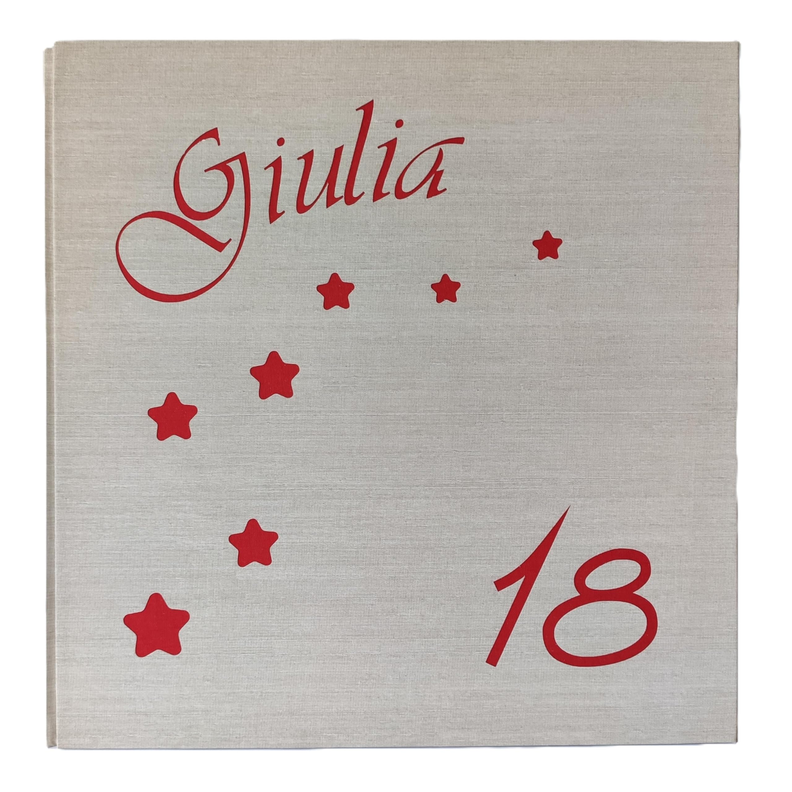 Album fotografico 18 ANNI artigianale in TELA DI LINO STELLINE + NOME e NUMERO ANNI INCISI E PERSONALIZZABILI regalo originale compleanno colori e numero personalizzabili