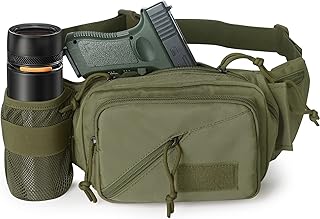Concealed Carry Pistol Waist Bag - LarKoo Tactical Conceal Carry Pistol Bag Fanny Packs Handgun Holster Pouch with Bottle&Gun Holder Fits 1911 Glock etc