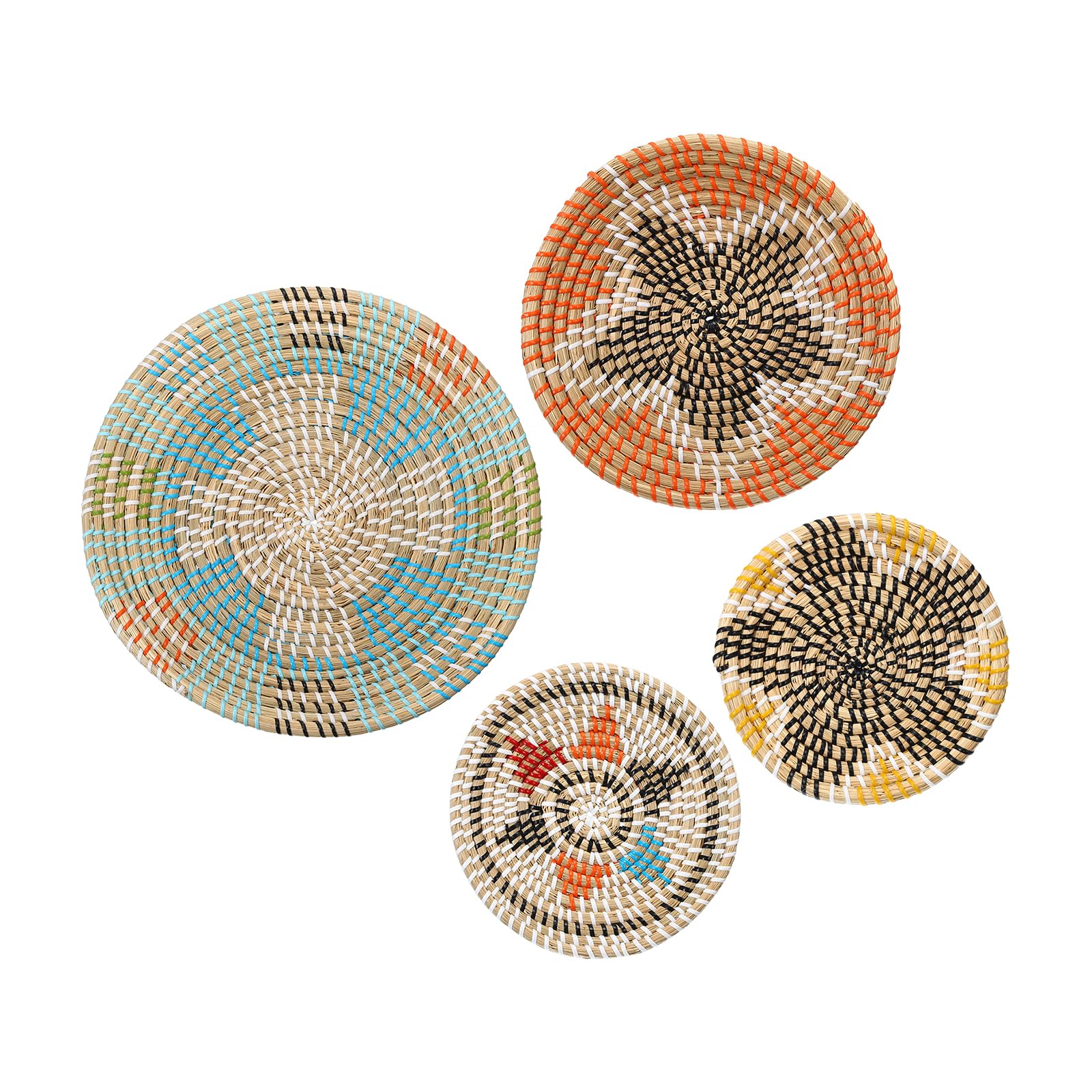 uxcell Baskets for Wall Decor, Bohemian Wall Basket Decor Set, Straw Wall Decor, Wall Hanging Decor, Hanging Woven Wall Basket, Wicker Wall Decor (4pcs)