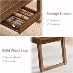 Tribesigns 55'' Dining Table with Storage Drawer, Rectangular Dinner Kitchen Table with Solid Wood Legs for 4-6 People, Mid-Century Modern Desk for Dining Room, Walnut Brown