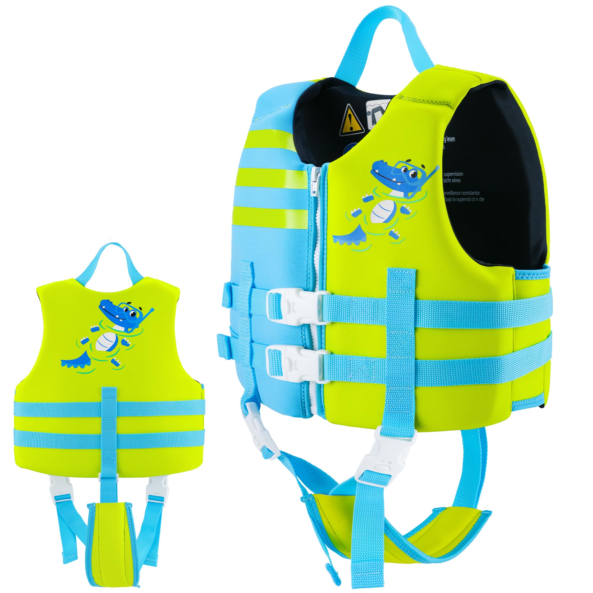 Giubbotto di nuoto per bambini e bambine, con cinghie di sicurezza regolabili, età 1-6