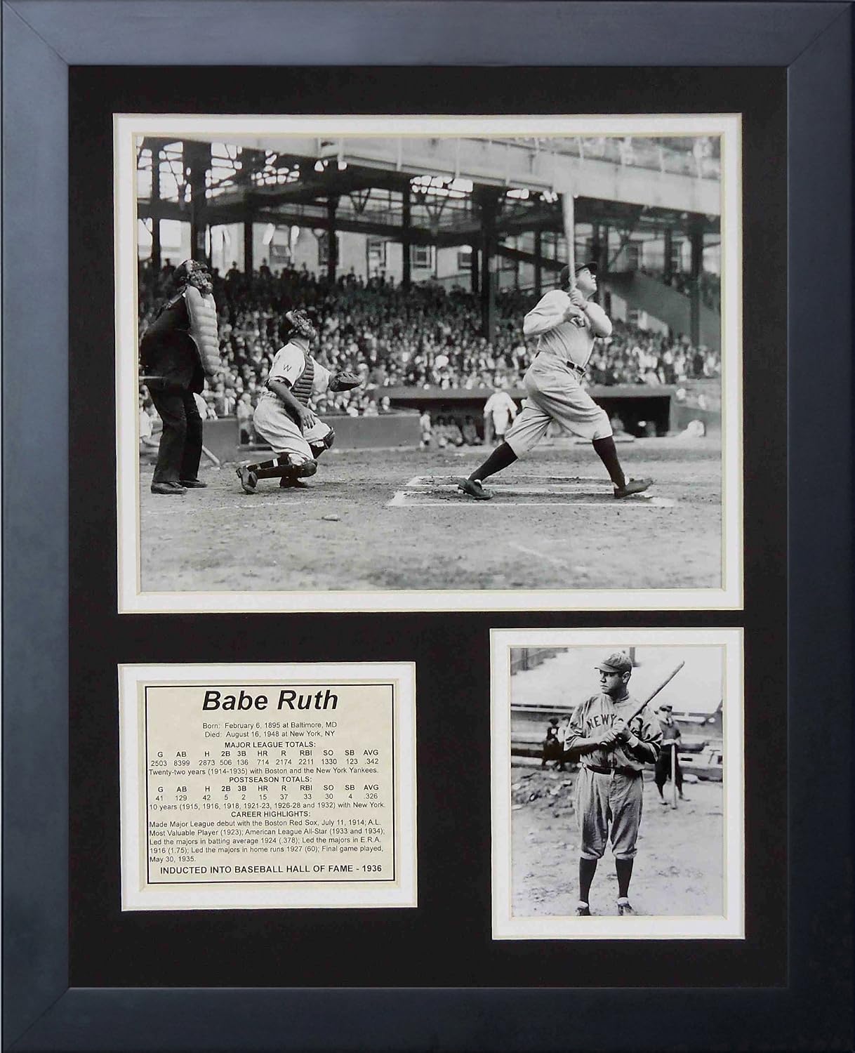 Legends Never Die "Babe Ruth At Bat Framed Photo Collage, 11 x 14-Inch, (11118U)