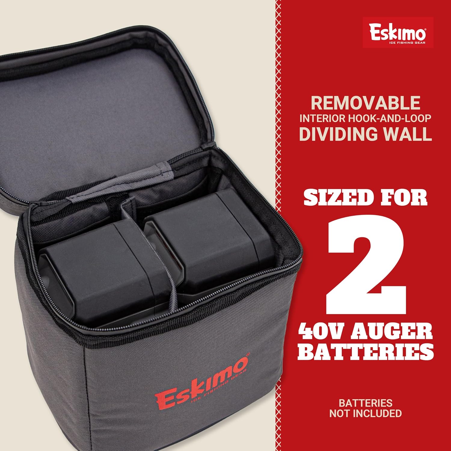 Eskimo® Battery Bag, Interior Pockets, 2 Batteries, Waterproof, Multiple Pockets, Compact Design, 46080