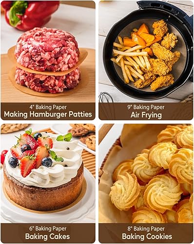 Miniatura 7 de Baklicious 250 unidades de papel pergamino de 8 pulgadas. Papel pergamino redondo antiadherente, círculos de pergamino para hornear pasteles,