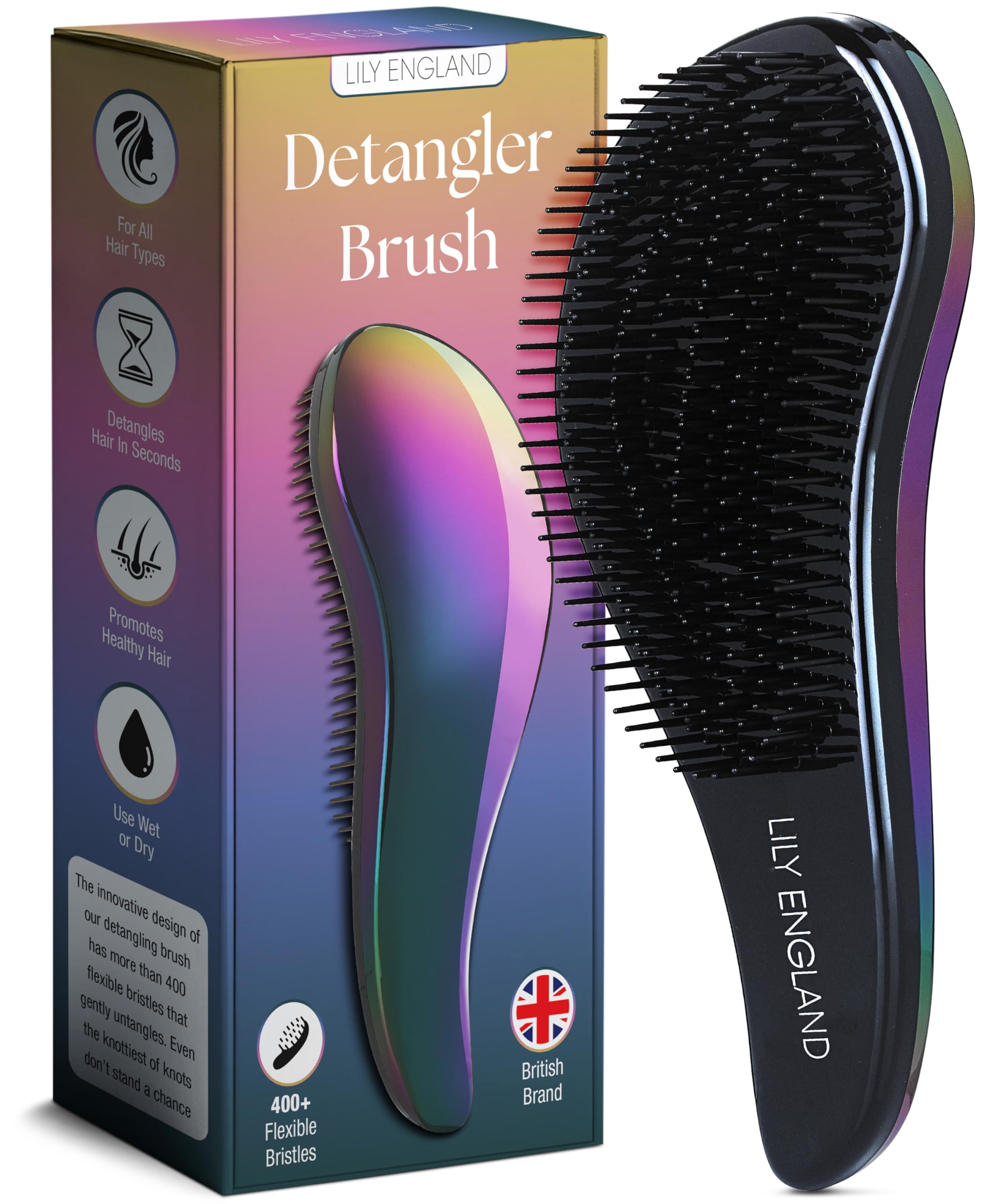 Lily EnglandDetangle Hair Brush for Thick, Curly & Straight Hair - Detangling Hairbrush for Women, Kids & Toddlers with Flexible Bristles - Smooth Detangler for Wet & Dry Hair, Petrol