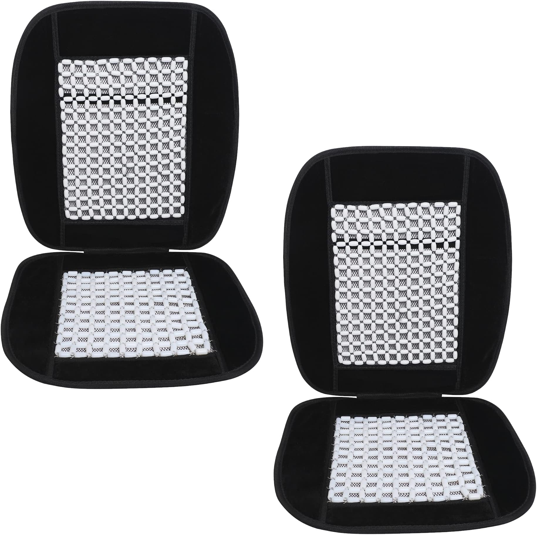 Voila Velvet Marble Bead Seat Cover for Car Acupressure Design Universal Size Black Set of 2