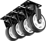 4 inch Swivel Caster Wheels, Heavy Duty Plate Casters with no Brake Total Capacity 1200lbs (Pack of 4)