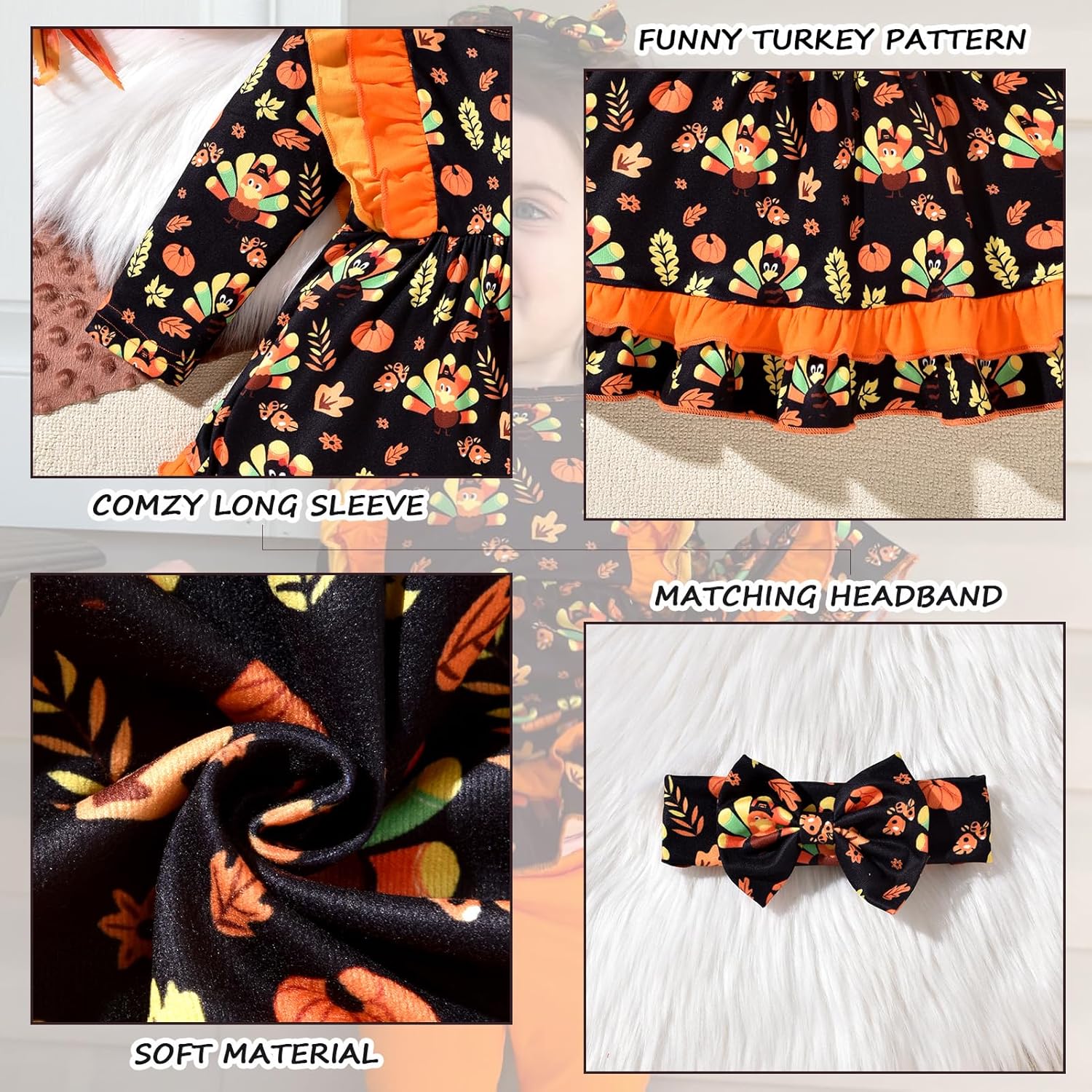 HINTINA Toddler Little Girl Long Sleeve Outfits Tunic Dress Top leggings Pants Fall Winter Clothes Set - Image 4