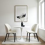 Aykah Capri Boucle Dining Chairs Set of 2, Modern Upholstered Dining Room Kitchen Side Chair with Metal Legs, Space Saving, Easy to Assemble (Bouclé, Moonlight Bouclé)
