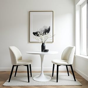 Aykah Capri Boucle Dining Chairs Set of 2, Modern Upholstered Dining Room Kitchen Side Chair with Metal Legs, Space Saving, Easy to Assemble (Bouclé, Moonlight Bouclé)
