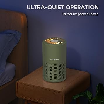 FULMINARE Air Purifiers for Home Bedroom H13 HEPA Air Purifier, 3 Speeds, Timer, 24dB, Small Mini Air Purifier with Night Light, Sage Green