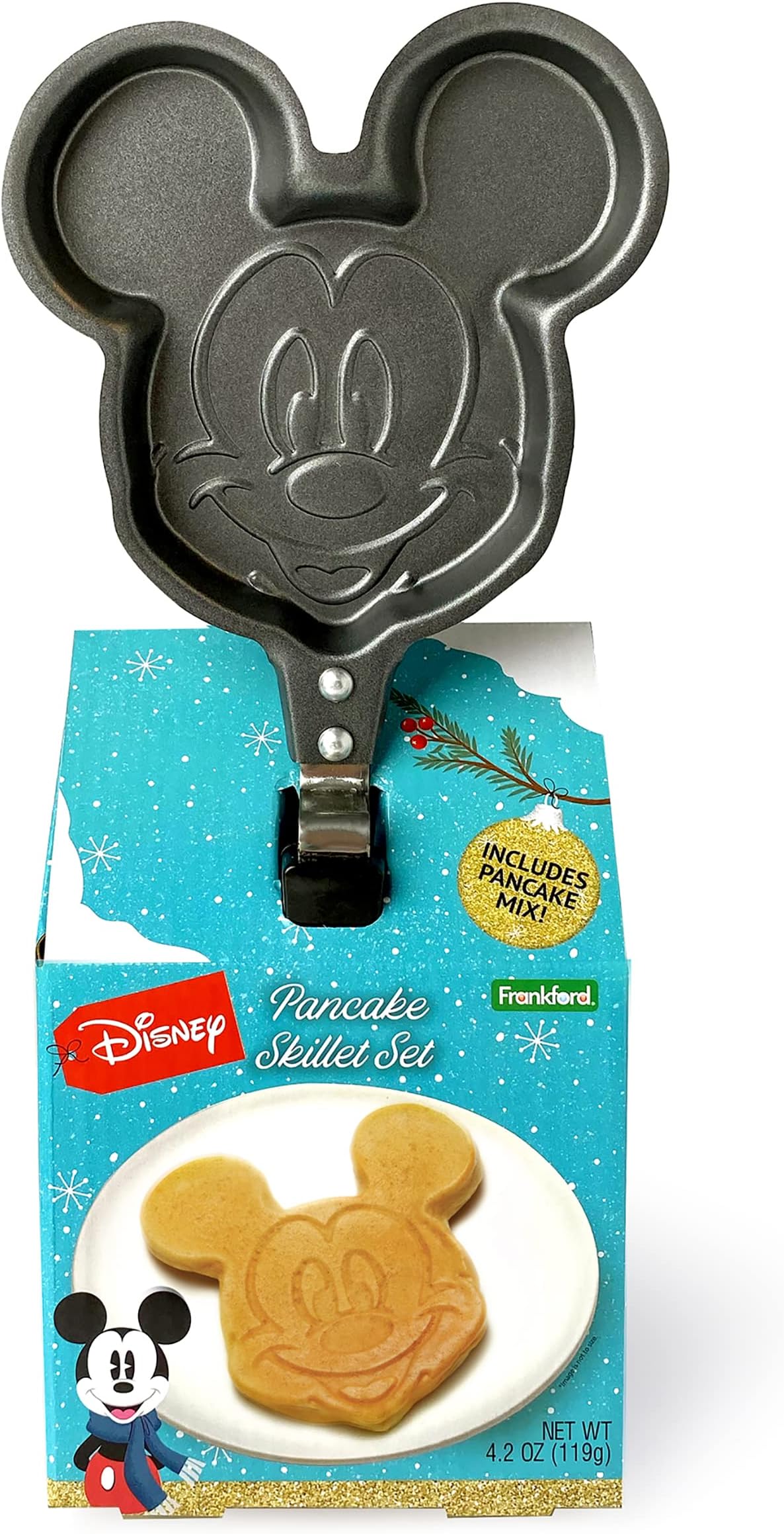 Disney Mickey Mouse Buttermilk Pancake Skillet Gift Set Including Mickey Mouse Shaped Pancake Skillet and Buttermilk Pancake Mix, Easter Basket Gift