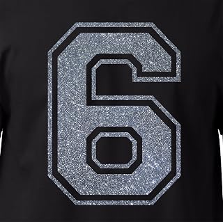 8" Glitter Iron-On Number 6 (Six 6) or Number 9 (Nine 9) – Large Heat Transfer Number for Jerseys, T-Shirts, Sports Uniforms, Basketball, Football – Style C (Black Silver 6 9)