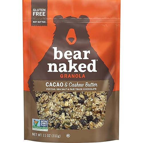 Bear Naked, Granola, cacao y mantequilla de anacardo, vegano y sin gluten, bolsa de 11 onzas