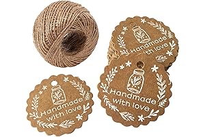 DOUKING Kraft Paper Gift Wrap Label Hang Tag with String for Wedding...