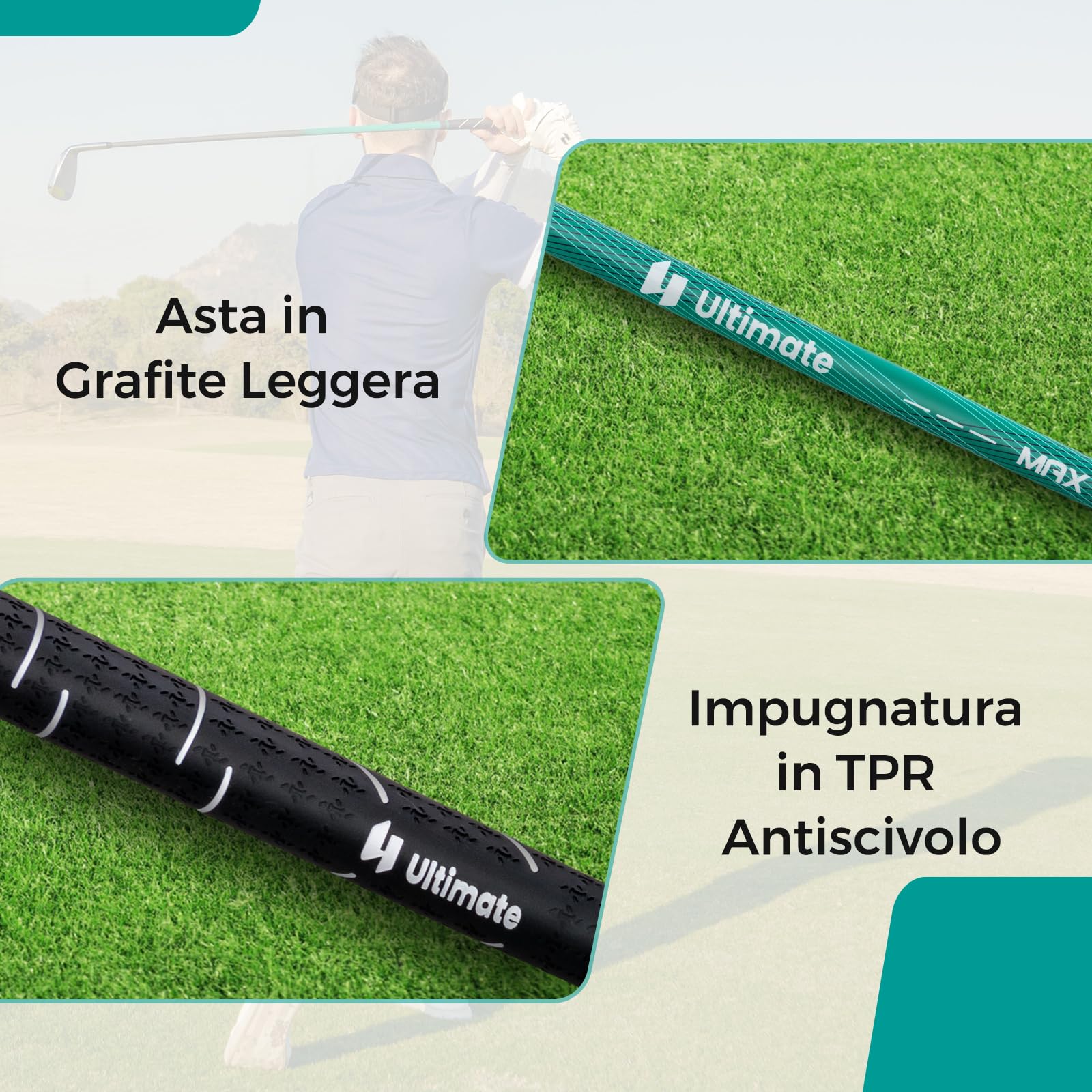 GYMAX Set di Mazze da Golf per Uomo, Set Completo da Golf in Metallo, Sacca da Golf, Sacca da Golf con Cinghie, per Mano Destra, con Driver 1, Ibrido 5, Ferri 6, 7, 8, 9, S e Putter