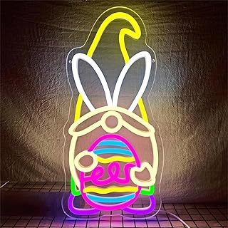 イースターノーム ネオンサイン 壁の装飾用イースターネオンサイン 調光可能 ノーム LEDサイン イースターネオンライトサイン イースターノームデコレーション ホームイースターパーティーギフト 寝室 ホリデー用