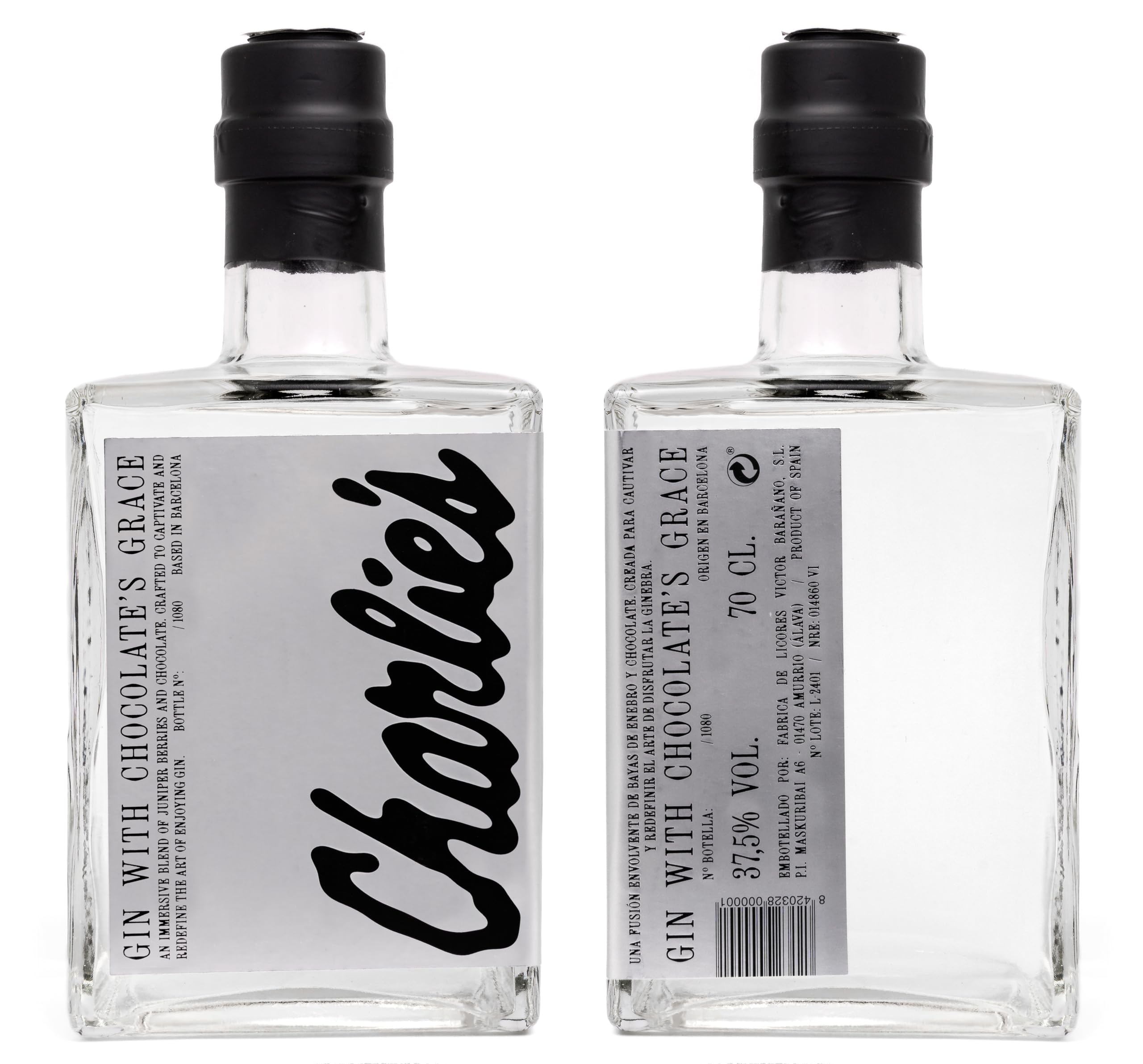 Charlie's Gin - La primera ginebra premium de chocolate - Origen en Barcelona - Ginebra exclusiva - Lotes limitados - 70cl - Alc. 37,5% vol.